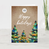 Logo Toevoegen Aangepaste Tekst Kerstboom Klant Feestdagen Kaart (Voorkant)