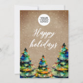 Logo toevoegen Aangepaste tekst Kerstboom Klant Feestdagenkaart (Voorkant)