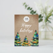 Logo Toevoegen Aangepaste Tekst Kerstboom Klant Feestdagenkaart (Staand voorkant)
