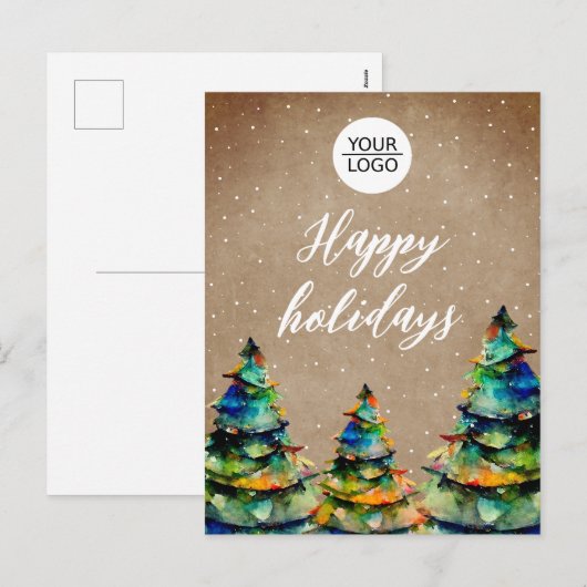 Logo Toevoegen Aangepaste Tekst Kerstboom Klant Feestdagenkaart (Voorkant / Achterkant)