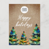 Logo Toevoegen Aangepaste Tekst Kerstboom Klant Feestdagenkaart (Voorkant)