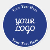 Logo toevoegen donkerblauw en wit met rand ronde sticker (Voorkant)