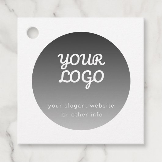 Logo toevoegen | Donkergrijze gradiënt witte rand Bedankjes Labels (Voorkant)