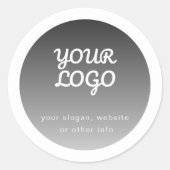 Logo toevoegen | Donkergrijze gradiënt Witte rand Ronde Sticker (Voorkant)