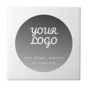 Logo toevoegen   Donkergrijze gradiënt witte rand Tegeltje