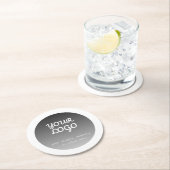 Logo toevoegen | Donkergrijze verloopwitte rand Ronde Kartonnen Onderzetter (Insitu)