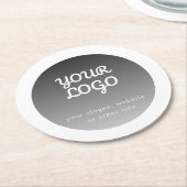 Logo toevoegen | Donkergrijze verloopwitte rand Ronde Kartonnen Onderzetter (Gebogen)