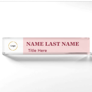 Logo Toevoegen Eenvoudige Blush Roze Naam Titel Naambordje