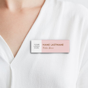 Logo Toevoegen Eenvoudige Roze Pastel Lichte Naam  Naambadge