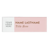 Logo Toevoegen Eenvoudige Roze Pastel Lichte Naam  Naambadge (Voorkant)