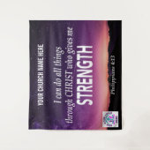 LOGO TOEVOEGEN Fil 4:13 IK KAN ALLE DINGEN Kerk Wandkleed (Voorkant)