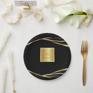 Logo toevoegen Goud en Zwart zakelijk evenement Papieren Bordje