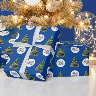 Logo Toevoegen Kerstboom Patroon Bedrijf Cadeaupapier