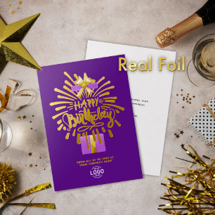 Logo Toevoegen Paars Cadeaupakket Vuurwerk Zakelij Folie Uitnodiging