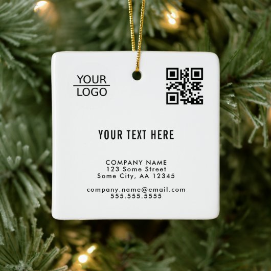Logo toevoegen QR-code Aangepaste tekst Promotie W Keramisch Ornament (Boom)
