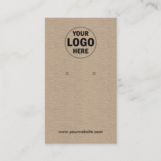 Logo toevoegen | Rustic Kraft Earring Display Kaar Visitekaartje (Voorkant)