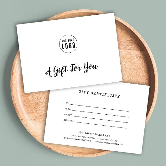 Logo toevoegen Script en typemachine cadeaubewijs