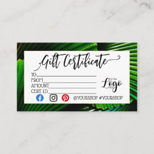 LOGO TOEVOEGEN Zakelijk cadeaubon marketing Visitekaartje