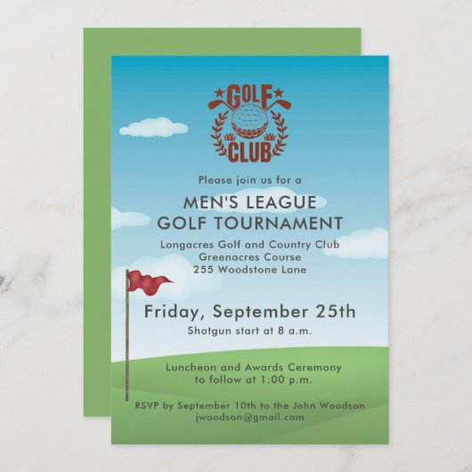 Logo Uitnodiging Golfclub Herencompetitie Toernooi (Voorkant / Achterkant)