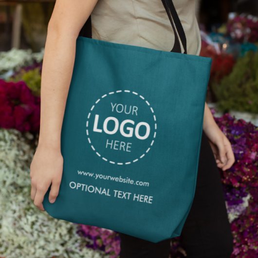 Logo Upload Marketing Dark Blauwgroen Canvas tas
