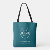 Logo Upload Marketing Dark Blauwgroen Canvas tas (Achterkant)