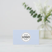 Logo Upload Modern Eenvoudig Babyblauw Klantbindin Visitekaartje (Staand voorkant)