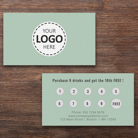 Logo Upload Modern Eenvoudige Olijfgroen Loyalitei Visitekaartje