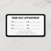 Logo Upload Modern Simple Appointment Black Visitekaartje (Achterkant)