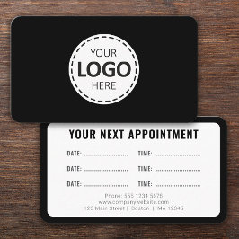 Logo Upload Modern Simple Appointment Black Visitekaartje
