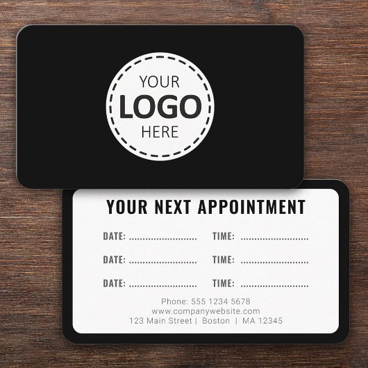 Logo Upload Modern Simple Appointment Black Visitekaartje