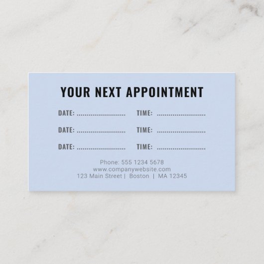 Logo Upload Modern Simple Appointment Blue Visitekaartje (Achterkant)