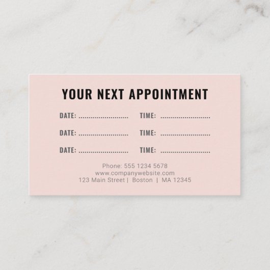 Logo Upload Modern Simple Appointment Blush Visitekaartje (Achterkant)