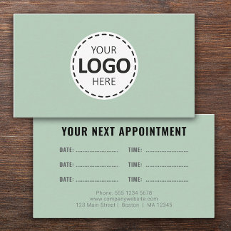 Logo Upload Modern Simple Appointment Olive Green Visitekaartje