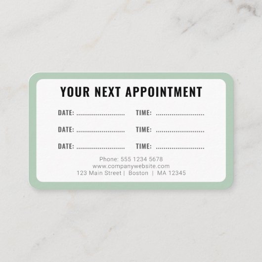 Logo Upload Modern Simple Appointment Olive Green Visitekaartje (Achterkant)