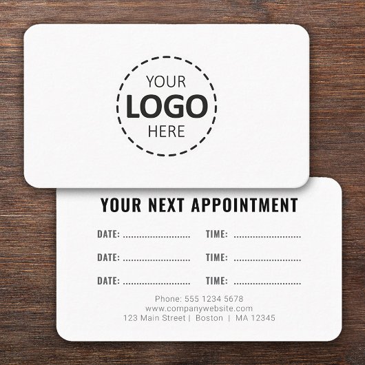 Logo Upload Modern Simple Appointment White Visitekaartje