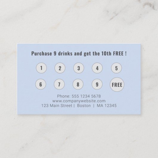 Logo Upload Modern Simple Baby Blue Loyalty Visitekaartje (Achterkant)