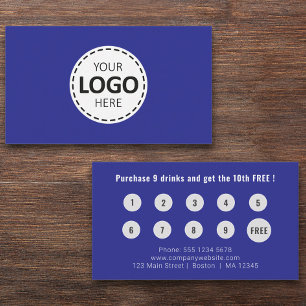 Logo Upload Modern Simple Blue Loyalty Visitekaartje
