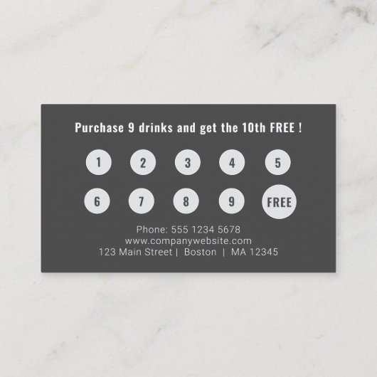 Logo Upload Modern Simple Grey Loyalty Visitekaartje (Achterkant)