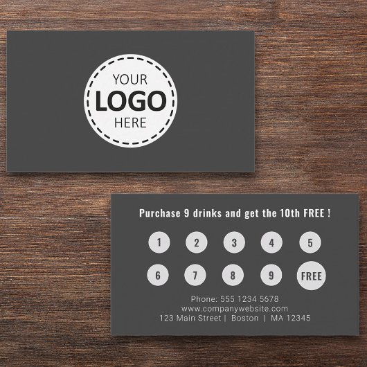 Logo Upload Modern Simple Grey Loyalty Visitekaartje