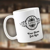 Logo upload, naam/functie, Mok van het bedrijf