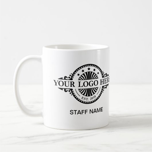 Logo upload, naam van het personeel, professioneel koffiemok (Links)