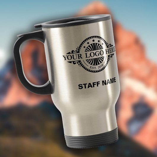 Logo-upload, personeelsnaam, professioneel  reisbeker