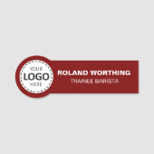 Logo Upload - Red Simple Modern Staff Naamplaatje (Voorkant)
