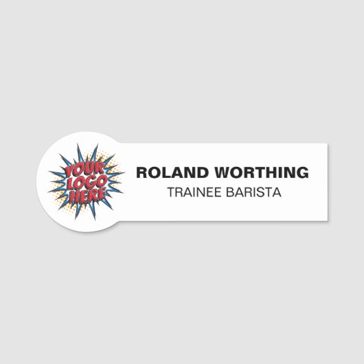 Logo Upload - White Modern Personeel Naamplaatje (Voorkant)