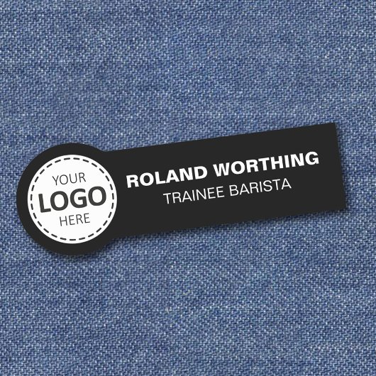 Logo Upload - Zwart Eenvoudig Modern Personeel Naamplaatje