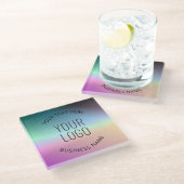 Logo uploaden | Kleurrijke veranderende gradiëntkl Glazen Onderzetter (Schuin)