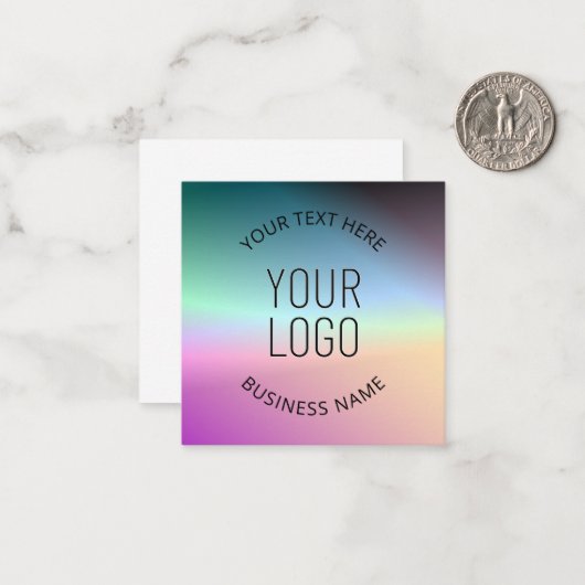 Logo uploaden | Kleurrijke veranderende gradiëntkl Notitiekaartje (Voorkant / Achterkant in situ)