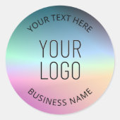 Logo uploaden | Kleurrijke veranderende gradiëntkl Ronde Sticker (Voorkant)