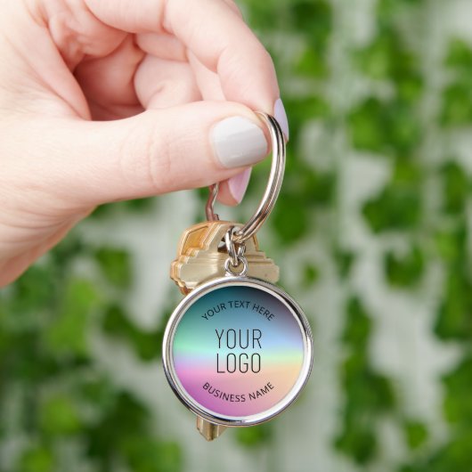 Logo uploaden | Kleurrijke veranderende gradiëntkl Sleutelhanger (Hand)