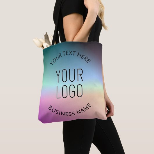 Logo uploaden | Kleurrijke veranderende gradiëntkl Tote Bag (Dichtbij)
